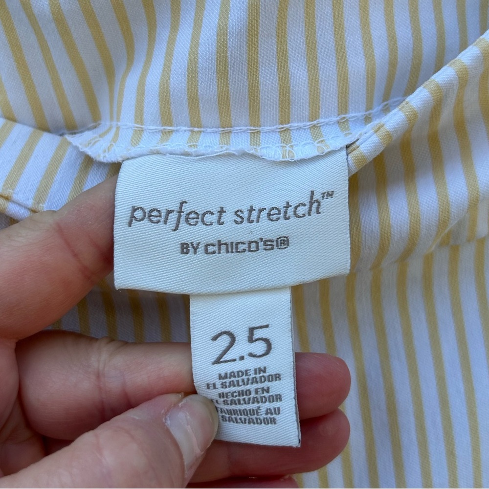 Chico’s Women's Yellow Striped Pull On Perfect Stretch Pants 2.5/14-16 - Picture 3 of 6